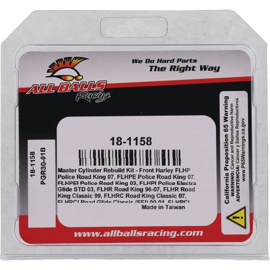 All Balls Master Cylinder Rebuild Kit – Fits Harley Touring, Dyna & Sportster Models 1996‑2017 – FLHR/FLHRC/FLHT/FLHTC/FLHTCU/FLHX/FLTR/FXDL/FXDLS/FXDF/FXDX/FXDXT/XL883R/XL1200S – Replaces OEM 45072‑96 / 45072‑96E
