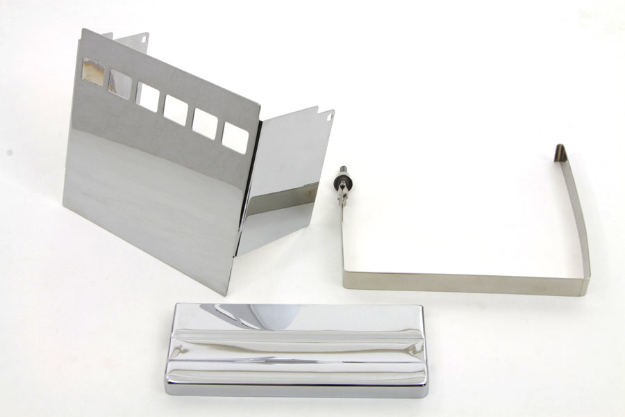 Chrome Square Battery Cover Kit Top, Side, & Stainless Steel Strap FXS 1979-1984 FXE 1973-1984