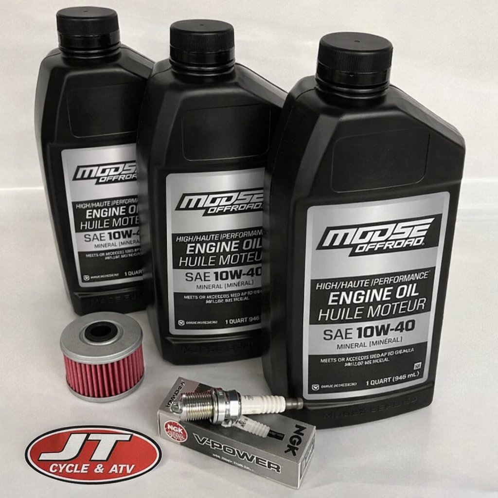 Honda TRX 420 Rancher FE/FM/TM Manual Shift Oil Change Tune Up Kit – NGK Spark Plug + Moose Oil + HF113 Filter