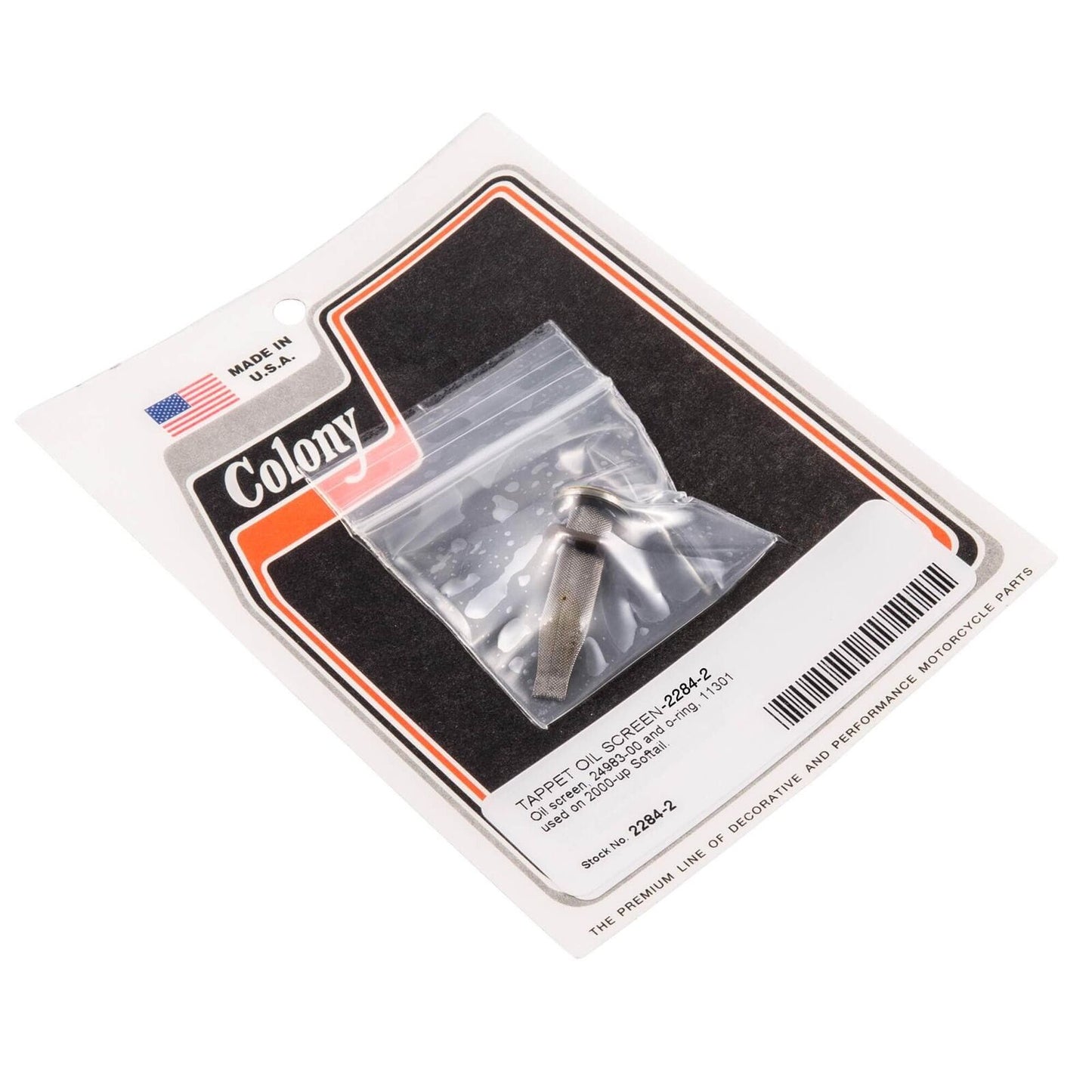 Colony #2284-2 Tappet Oil Screen Harley Davidson Softail 2000-up USA made Replaces # 11301 / 2498300