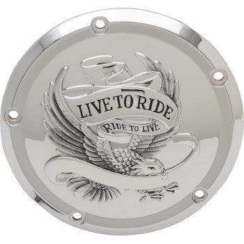 Drag Specialties Live to Ride Eagle Spirit Derby Cover Chrome With Bonus Gasket Included