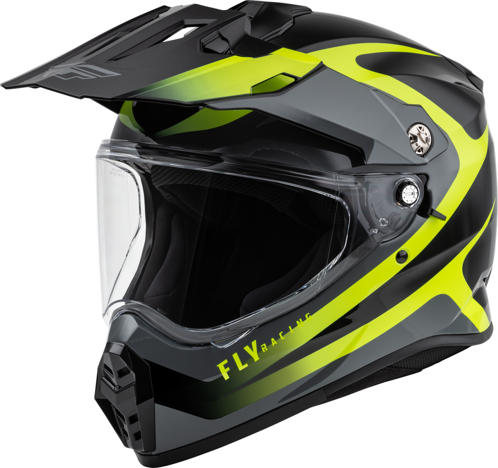 FLY Racing Trekker Pulse Dual Sport Offroad ATV Motorcycle Helmet in Black/Hi-Vis (XL)