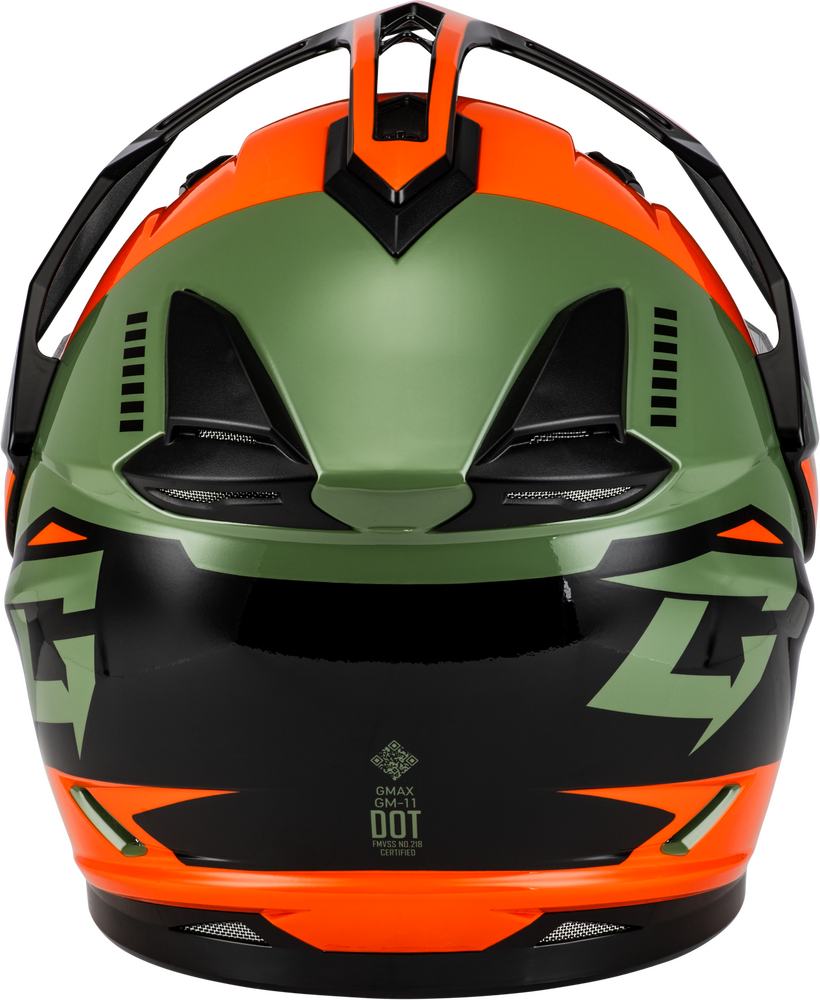 GMAX GM-11S Ronin Snow Motorcycle Offroad Dual Sport ADV ATV Helmet in Orange/Green/Black (XL only)