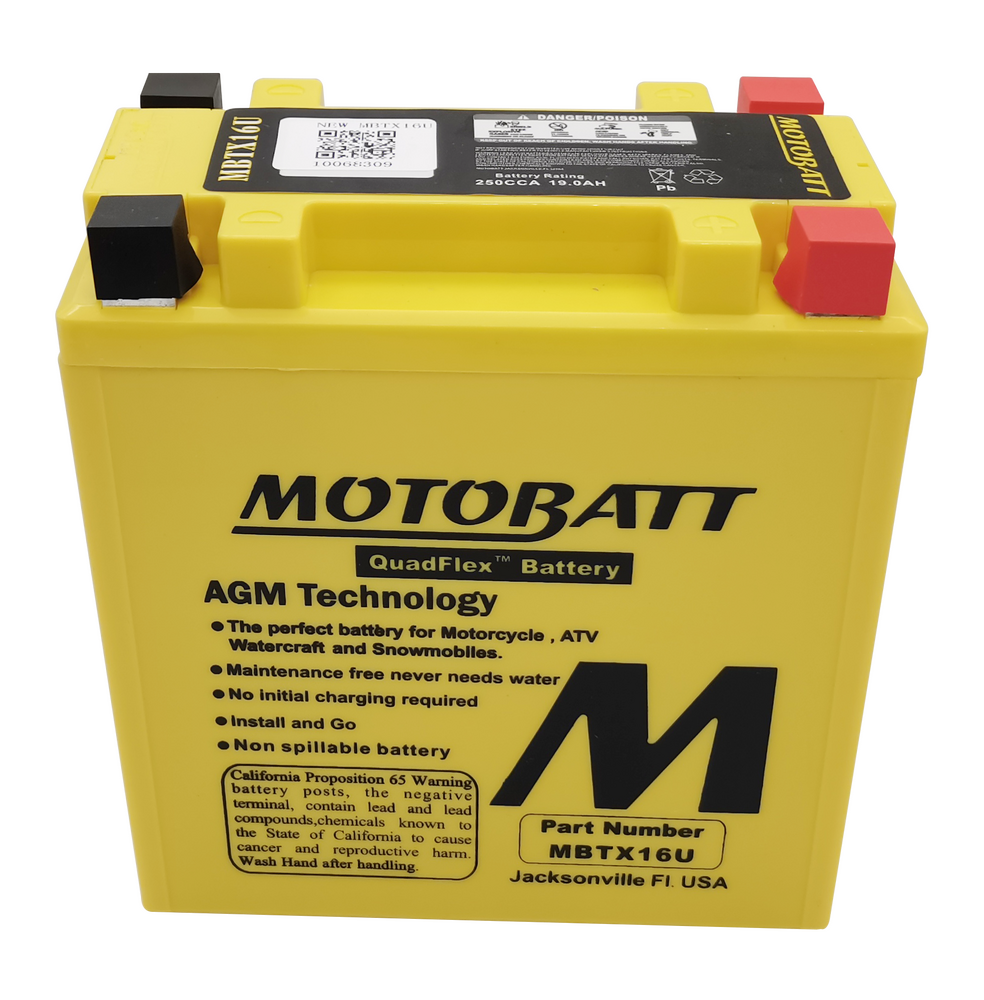 MOTOBATT BATTERY MBTX16U SEALED FACTORY ACTIVATED Replaces # YTX16-BS YTX16-BS-1 YTX20CH-BS