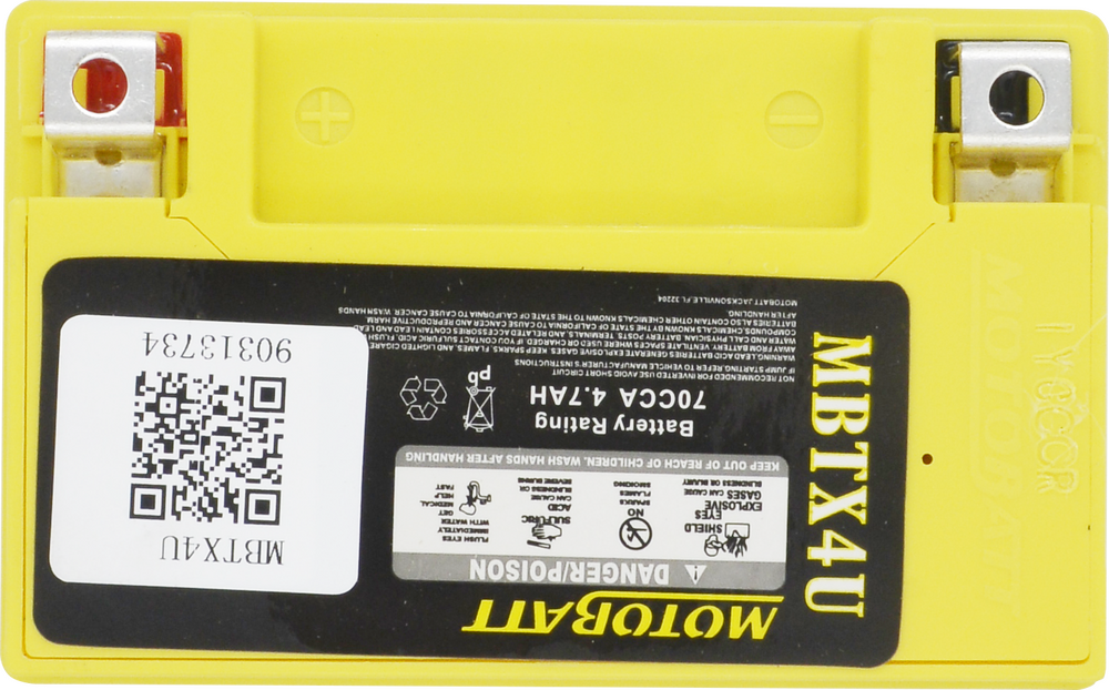 MOTOBATT BATTERY MBTX4U SEALED FACTORY ACTIVATED Replaces # YB4L-A YB4L-B YT4L-BS YTX4L-BS