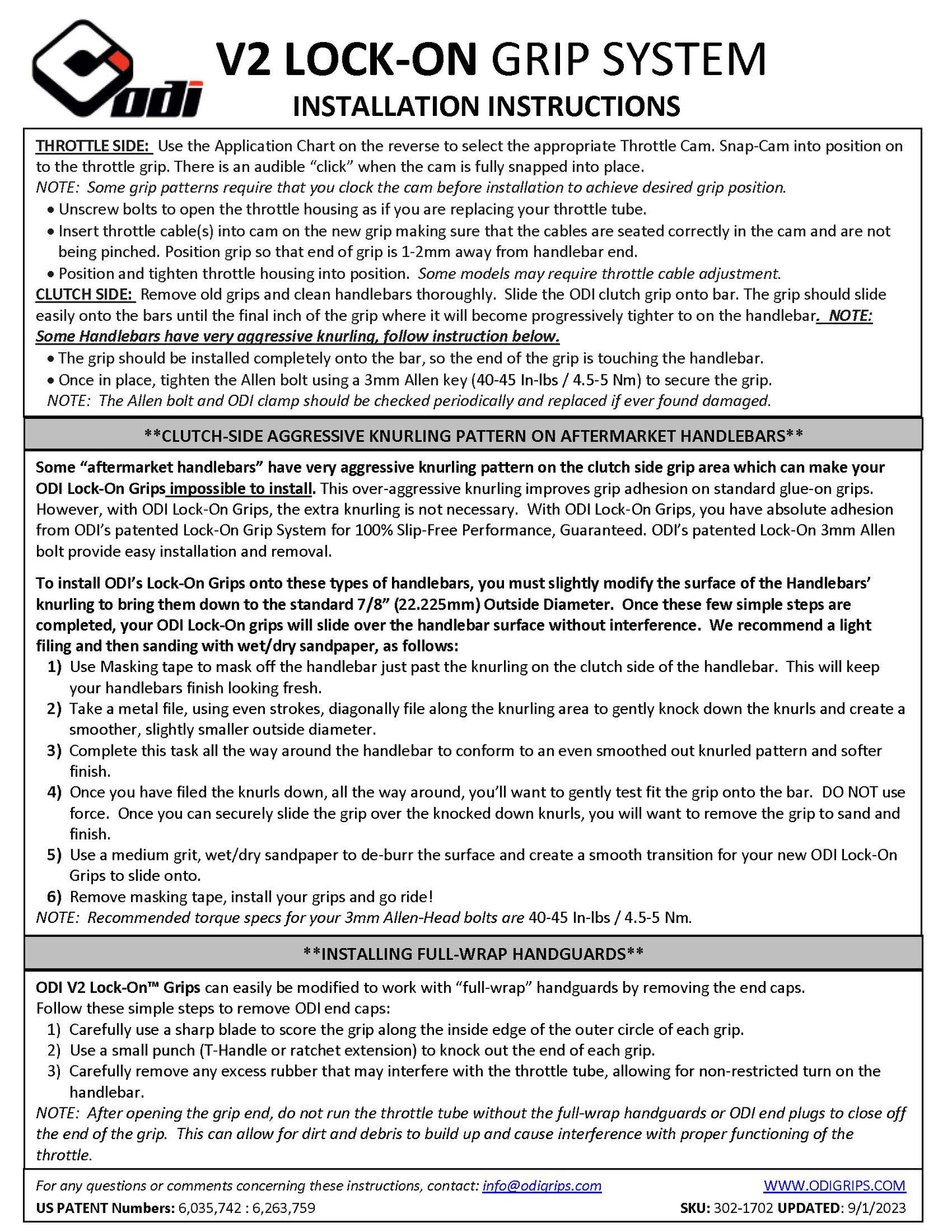 ODI V2 Lock on Grips 2 / 4 Stroke Off Road Motocross Dirtbike MX No Waffle