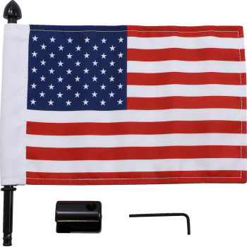 PRO PAD 0521-1979 BRFM-SQ Motorcycle Harley Cruiser Square Sissy Bar Rack Black Flag Mount with Flag- 6" X 9" USA