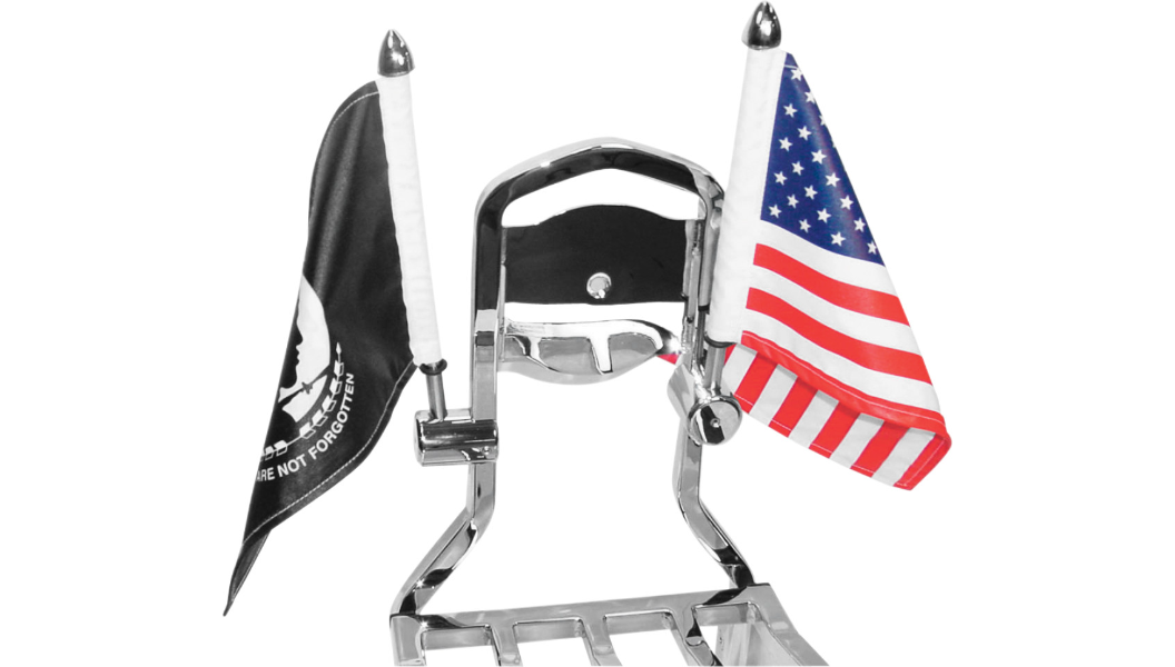 Square Sissy Bar Motorcycle Flag Mount Kit with 9-inch pole & 6x9-inch USA Flag for Sissy Bar