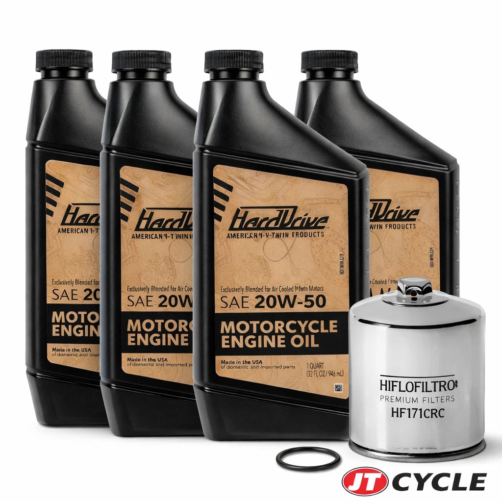 HardDrive Harley Twin Cam 99‑17 Oil Change Kit with Chrome HF171CRC Filter