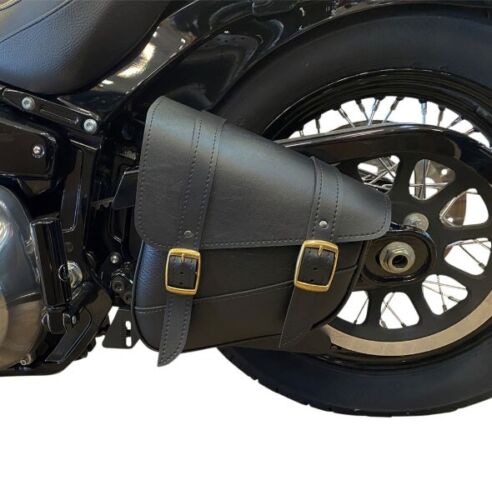 Willie & Max Left Side Black Leather Swing Arm Saddlebag 1986-17 Harley Softail