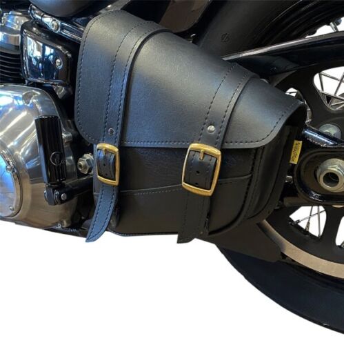 Willie & Max Left Side Black Leather Swing Arm Saddlebag 1986-17 Harley Softail