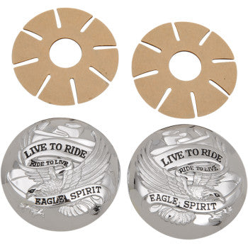 DRAG SPECIALTIES "Live to Ride" Eagle Gas Fuel Cap Cover Chrome