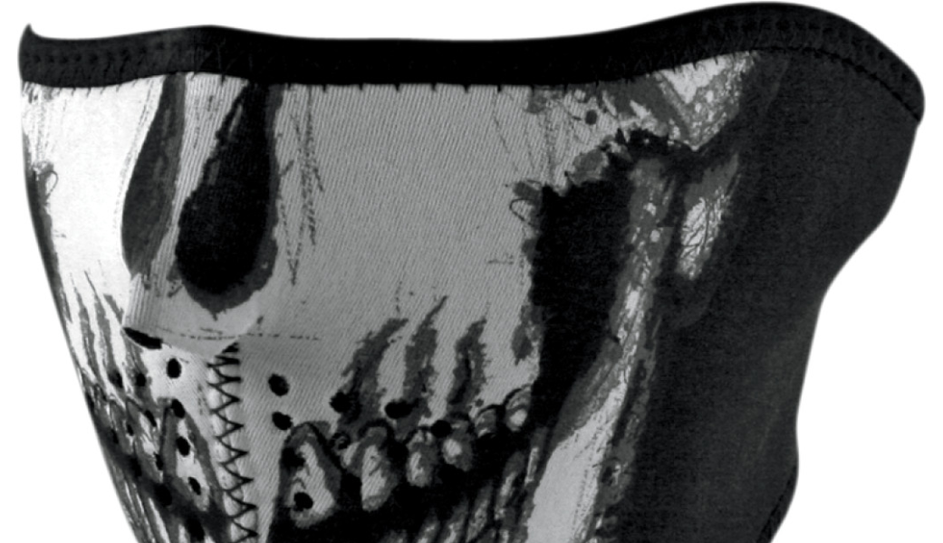 Zan Headgear WNFM002HG Neoprene Half Face Mask, Glow in the Dark Skull Face - JT Cycle & ATV