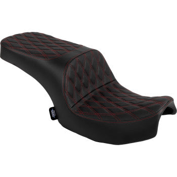Drag Specialties Freedom Touring Seat 0810‑2474 Double Diamond Red Stitch for Indian Challenger / Chieftain PowerPlus
