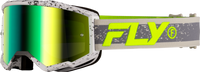 FLY Racing Zone Off‑Road Goggle Dark Grey/Hi‑Vis with Iridescent Green Mirror Lens – 37‑51526