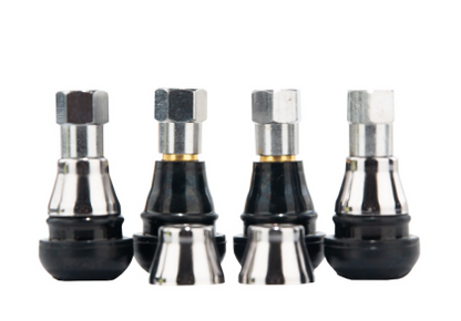 Moose Offroad TR412 Valve Stem Set – Chrome/Black Push‑In TR412C – Universal Tubeless Wheel Upgrade (4‑Pack)