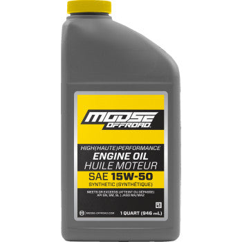 MOOSE OFFROAD 3601-0919 Synthetic Engine Oil - 15W-50 - 1 US quart Powersports Motorcycle ATV UTV Dirtbike