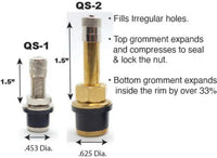 QuickStem .625 push-in tire valve stem pair for tubeless rims, 200 PSI steel alloy