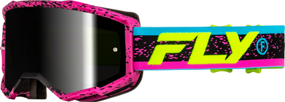 FLY Racing Zone Off‑Road Goggle Pink/Black/Hi‑Vis with Black Mirror/Smoke Lens – 37‑51528