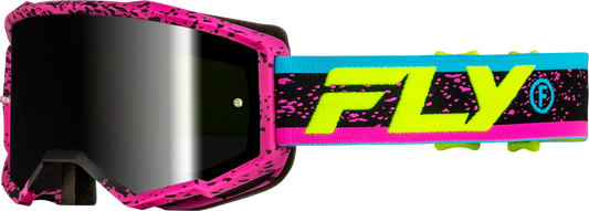 FLY Racing Zone Off‑Road Goggle Pink/Black/Hi‑Vis with Black Mirror/Smoke Lens – 37‑51528