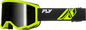 FLY Racing Focus Goggle Black Hi‑Vis with Dark Smoke Hydrophobic Lens