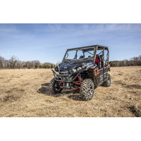 Moose Offroad 2317‑0517 Glass Windshield for Kawasaki Teryx and Teryx4 with powder‑coated frame, rubber gasket seal, and dual sliding vents