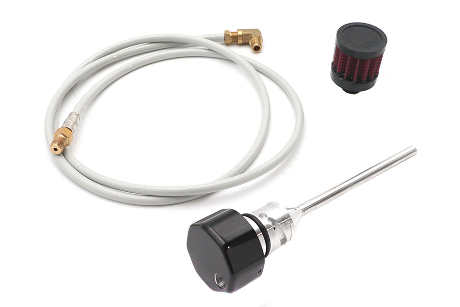 M8 Vented Dipstick Black – Harley FXST 2018‑2022 – Vents Crankcase Pressure via PVC Breather – Made in Taiwan