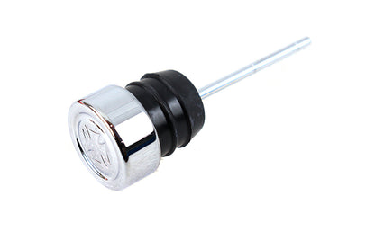 Maltese Cross Oil Cap with Dipstick – 2‑5/8" Dipstick – Harley FLST 1986‑1999, FXST 1984‑1999, XL 1979‑2003 – Parkerized/Chrome Maltese Design – Made in Taiwan