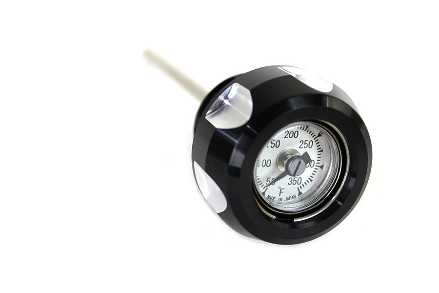 Black & Machined Oil Temperature Dipstick – Fits Harley M8 Touring FLT / Road Glide / Street Glide / Road King (2017‑UP) – Billet Body & Easy‑Read Gauge – Replaces OEM 62700136 – Made in Japan