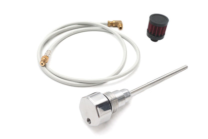 Polished Vented Oil Tank Dipstick – Harley FXD 2006‑2017 – Crankcase Pressure Vent via PVC Breather – Made in Taiwan