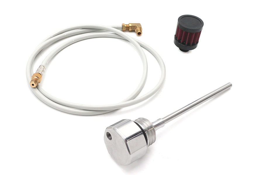Polished Vented Oil Tank Dipstick – Fits Harley Touring M8 FLT / Road Glide / Street Glide / Road King / Ultra (2017–2022) – PVC Crankcase Vent – Made in Taiwan