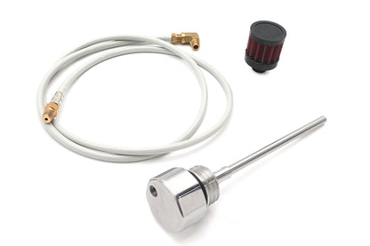 Polished Vented Oil Tank Dipstick – Fits Harley Touring M8 FLT / Road Glide / Street Glide / Road King / Ultra (2017–2022) – PVC Crankcase Vent – Made in Taiwan