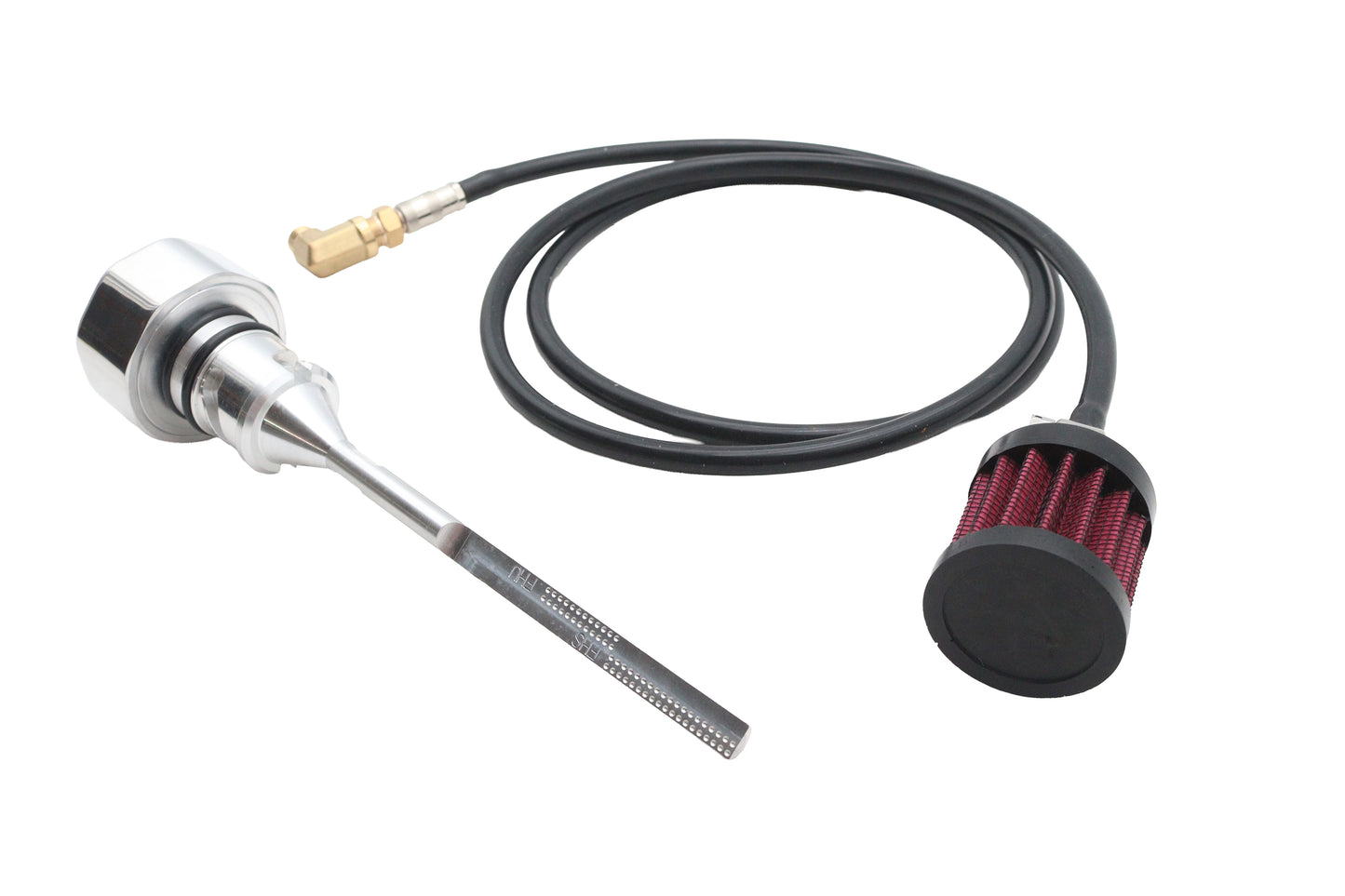 M8 Vented Dipstick Polished – Vents Excessive Crankcase Pressure via PVC Breather – Harley FXST 2018‑2022 – Polished Cap & Dipstick – Made in Taiwan