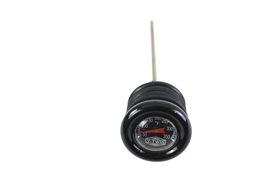 Oil Temperature Dipstick – Black Bezel / Black Face / White Numbers / Orange Needle – Harley FLST & FXST 2000‑UP – Made in Taiwan
