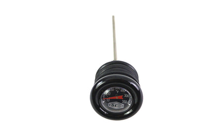 Oil Temperature Dipstick – Black Bezel / Black Face / White Numbers / Orange Needle – Harley FLST & FXST 2000‑UP – Made in Taiwan