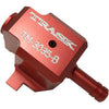 TRASK TM‑3035 red anodized billet aluminum fuel regulator housing for Harley‑Davidson motorcycles.