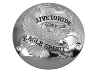 Chrome Eagle Spirit 3‑hole derby cover for Harley‑Davidson Big Twin models 1970‑1998