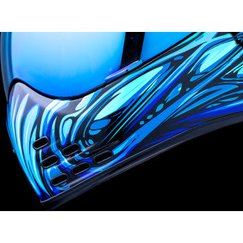 ICON Domain™ Nouveau Full‑Face Helmet – Blue – 2XL – FRP Composite – Hydradry Liner – Rapid‑Release Shield