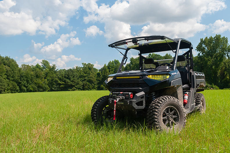Flip-Up Open Seizmik Vented Windshield (Scratch Resistant Polycarbonate) fits Polaris Midsize 500 570 Size Pro-Fit Ranger