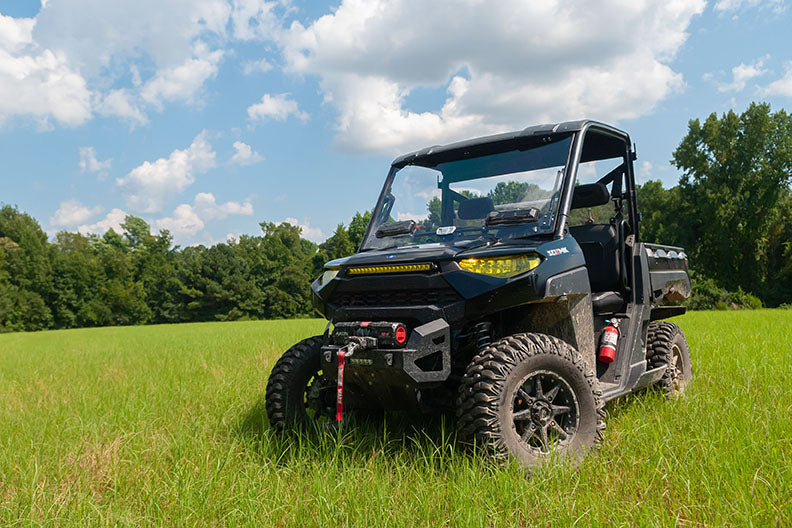 Flip-Up Open Seizmik Vented Windshield (Scratch Resistant Polycarbonate) fits Polaris Midsize 500 570 Size Pro-Fit Ranger