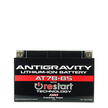 Antigravity AT7B‑BS‑RS Lithium Battery w/ RESTART | Replaces YT7B‑BS YT9B‑BS | Fits Ducati Panigale, Yamaha Zuma, Kawasaki KLX, Suzuki DR‑Z