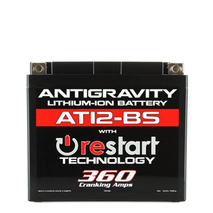 Antigravity AT12BS‑RS Lithium Battery w/ RESTART | Replaces YT12‑BS YT12B‑BS YT14‑BS | Fits Yamaha R6, Suzuki GSX‑R, Kawasaki Ninja, Honda CBR, Ducati, Triumph