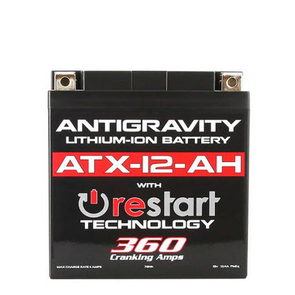 Antigravity ATX12‑AH‑RS Lithium Battery w/ RESTART | Replaces YTX14AH‑BS YB12A‑A YB14‑A2 | Fits Honda, Yamaha, Kawasaki, Suzuki, Polaris, ATV, Dirt Bike