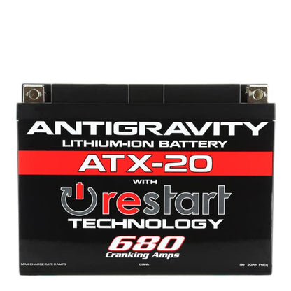Antigravity ATX20‑RS Lithium Battery w/ RESTART | Replaces YTX20 YTX20L YTX20HL GYZ20L GYZ20H | Fits Harley, Honda, Yamaha, Kawasaki, Polaris, Can‑Am