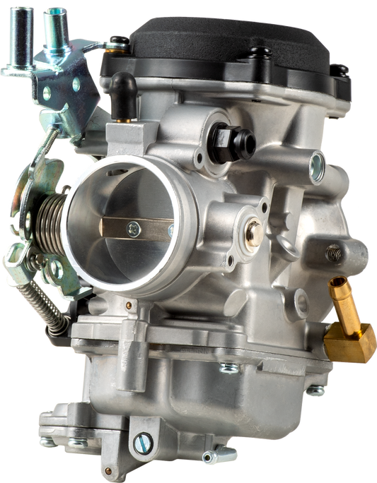 HardDrive 40mm CV carburetor with brass fuel inlet, hoses, and tuning jets