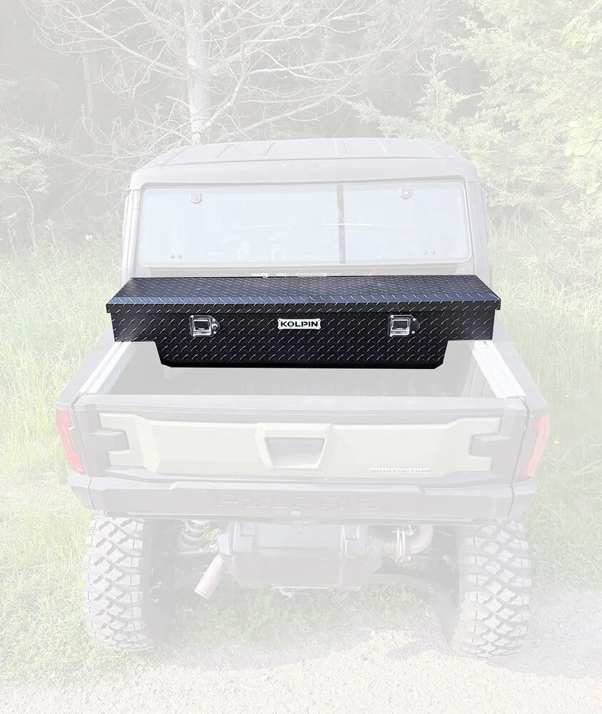 Kolpin Mid‑Size UTV Aluminum Bed Box – 15‑Gauge Diamond Plate – Lockable Latches – Gas‑Shock Lid – Weatherproof Storage – Fits Polaris & CFMOTO Mid‑Size Models
