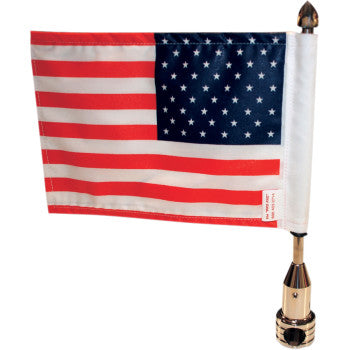 PRO PAD 0521-0437 RFM-FXD515 Motorcycle Harley Cruiser Tour Pack Solid Chrome Flag Mount With American Flag - 5/8" Bar - 10" x 15" USA Flag