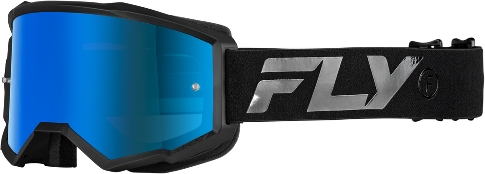 FLY Racing Zone Off‑Road Goggle Black/Black with Sky Blue Mirror/Smoke Lens – 37‑51525