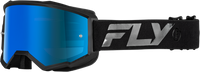 FLY Racing Zone Off‑Road Goggle Black/Black with Sky Blue Mirror/Smoke Lens – 37‑51525
