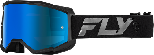 FLY Racing Zone Off‑Road Goggle Black/Black with Sky Blue Mirror/Smoke Lens – 37‑51525